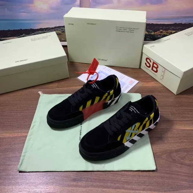 Off-White Black and Yellow Striped Arrow Logo Lifestyle Sneakers 7