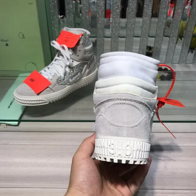 Off-White Gray High-Top Industrial Zip-Tie Lifestyle Sneakers 3