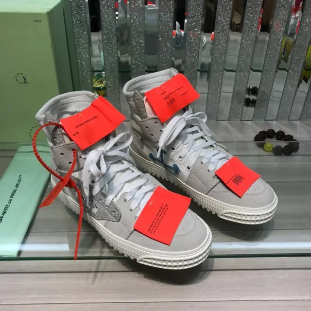 Off-White Gray High-Top Industrial Zip-Tie Lifestyle Sneakers 8