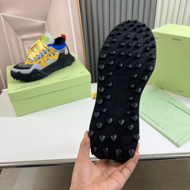 Off-White حذاء رياضي سميك رمادي أصفر صناعي شيك نقش السهم التداخل 2