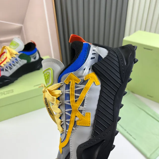 Off-White حذاء رياضي سميك رمادي أصفر صناعي شيك نقش السهم التداخل 3
