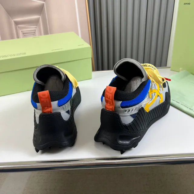 Off-White حذاء رياضي سميك رمادي أصفر صناعي شيك نقش السهم التداخل 6