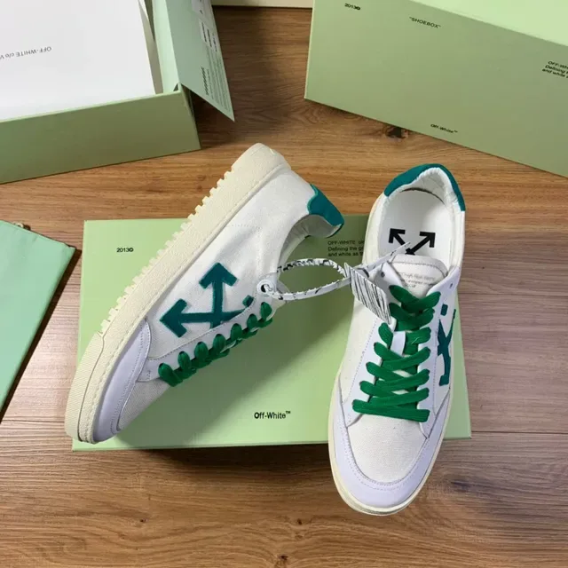 Off-White Green Canvas Upper Diagonal Arrow Logo Lifestyle Sneakers 2