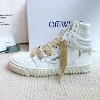 Off-White High-Top Lifestyle Sneaker Beige Leather Lifestyle Sneakers