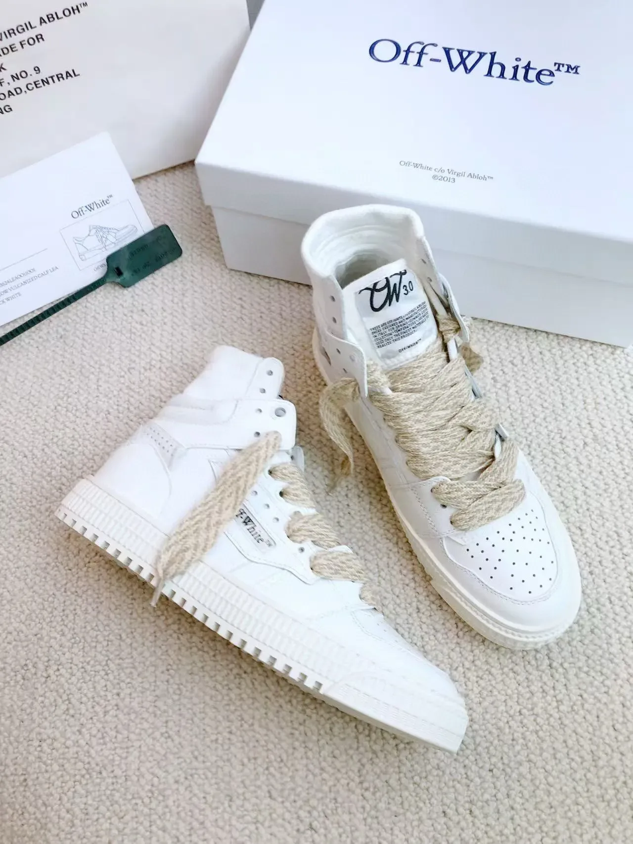 Off-White High-Top Lifestyle Sneaker Beige Leather Lifestyle Sneakers 5