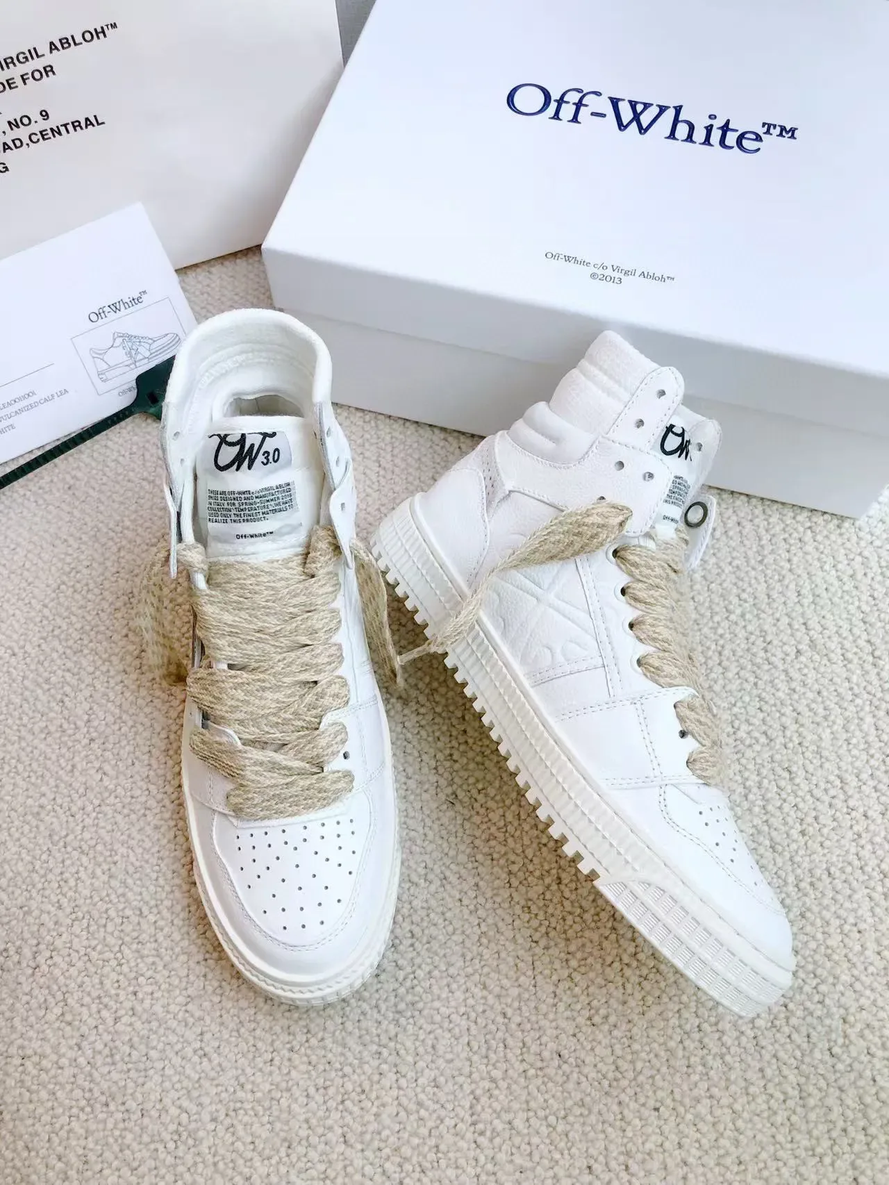 Off-White High-Top Lifestyle Sneaker Beige Leather Lifestyle Sneakers 6