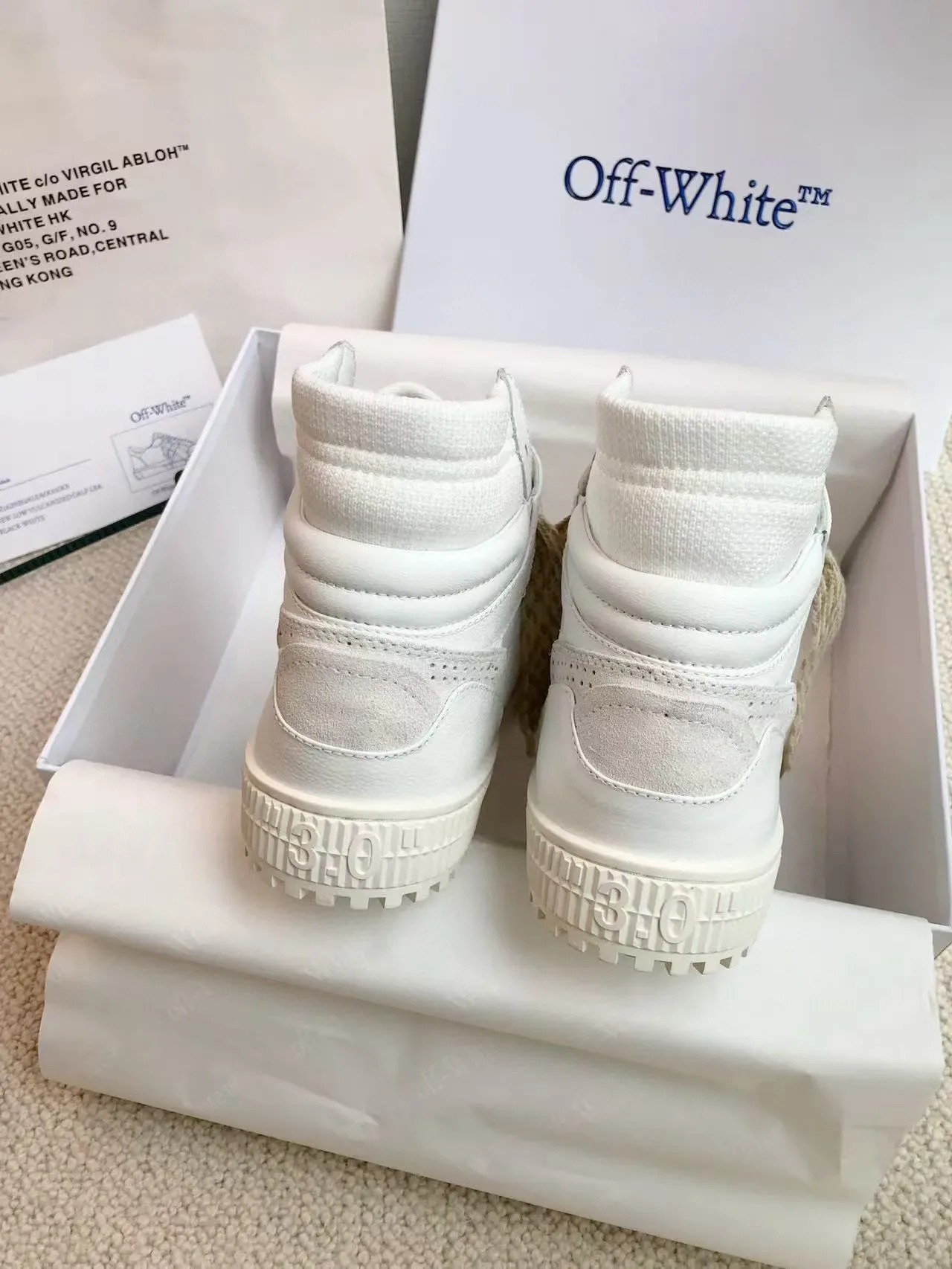 Off-White High-Top Lifestyle Sneaker Beige Leather Lifestyle Sneakers 9
