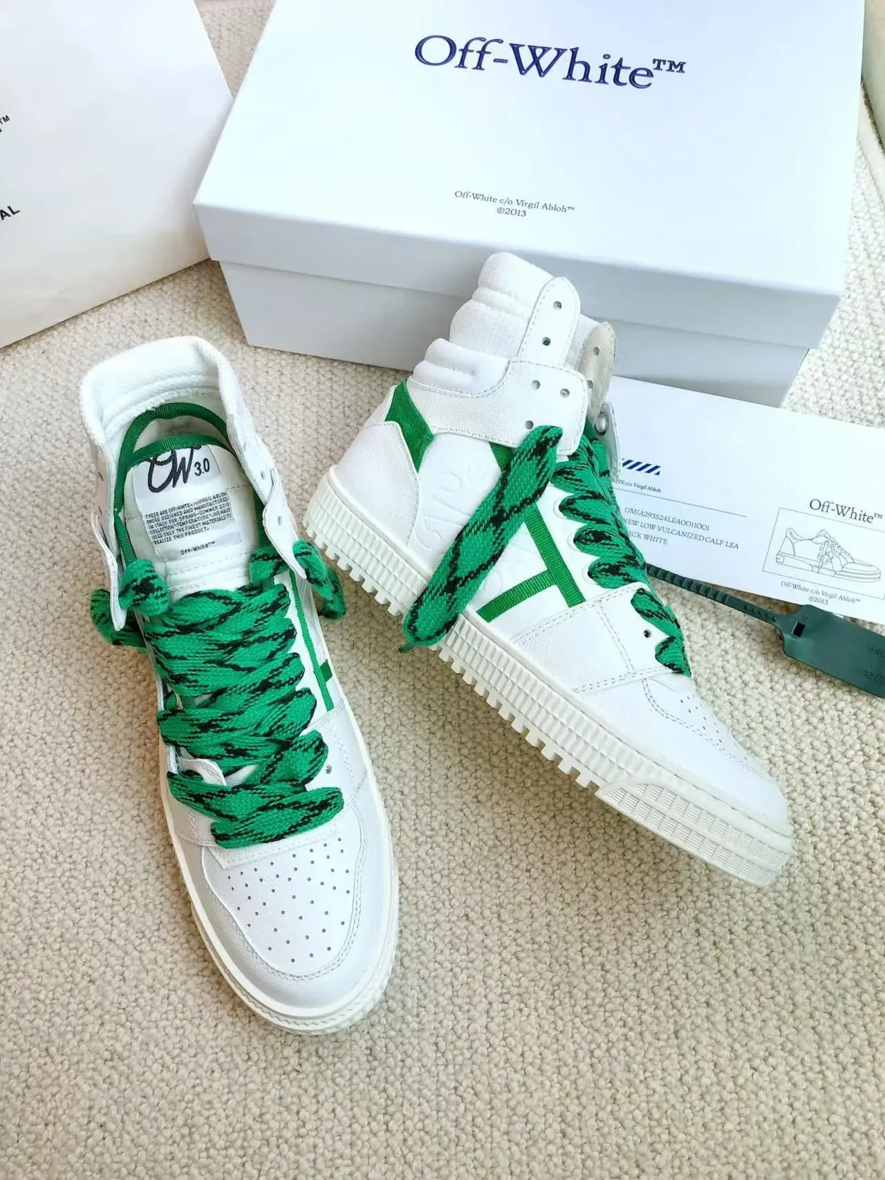 Off-White 新低 硫化 白绿色 生活运动鞋 6