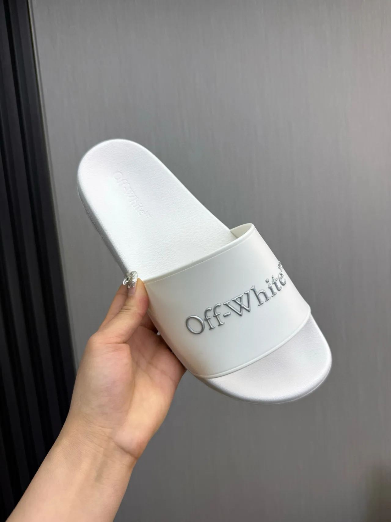 Off-White Slide সাদা মোল্ডেড রাবার চপ্পল 8