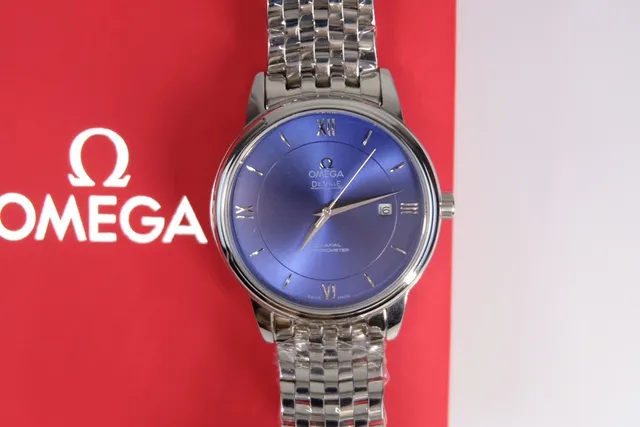 Omega De Ville Esfera Azul Sunburst Reloj Mecánico 4