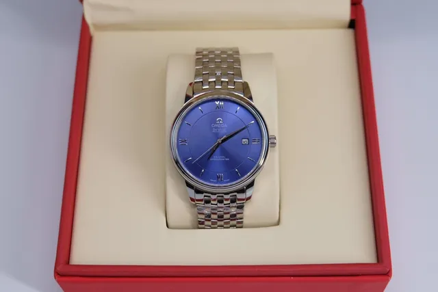 Omega De Ville Esfera Azul Sunburst Reloj Mecánico 8