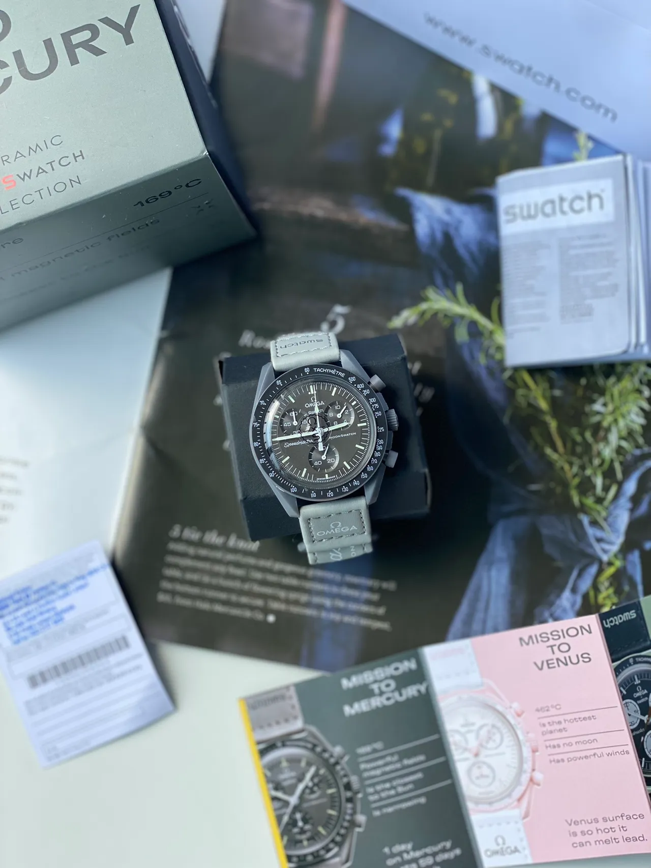 Omega Gray Matte Case Light Rubber Strap Mechanical Watch 4