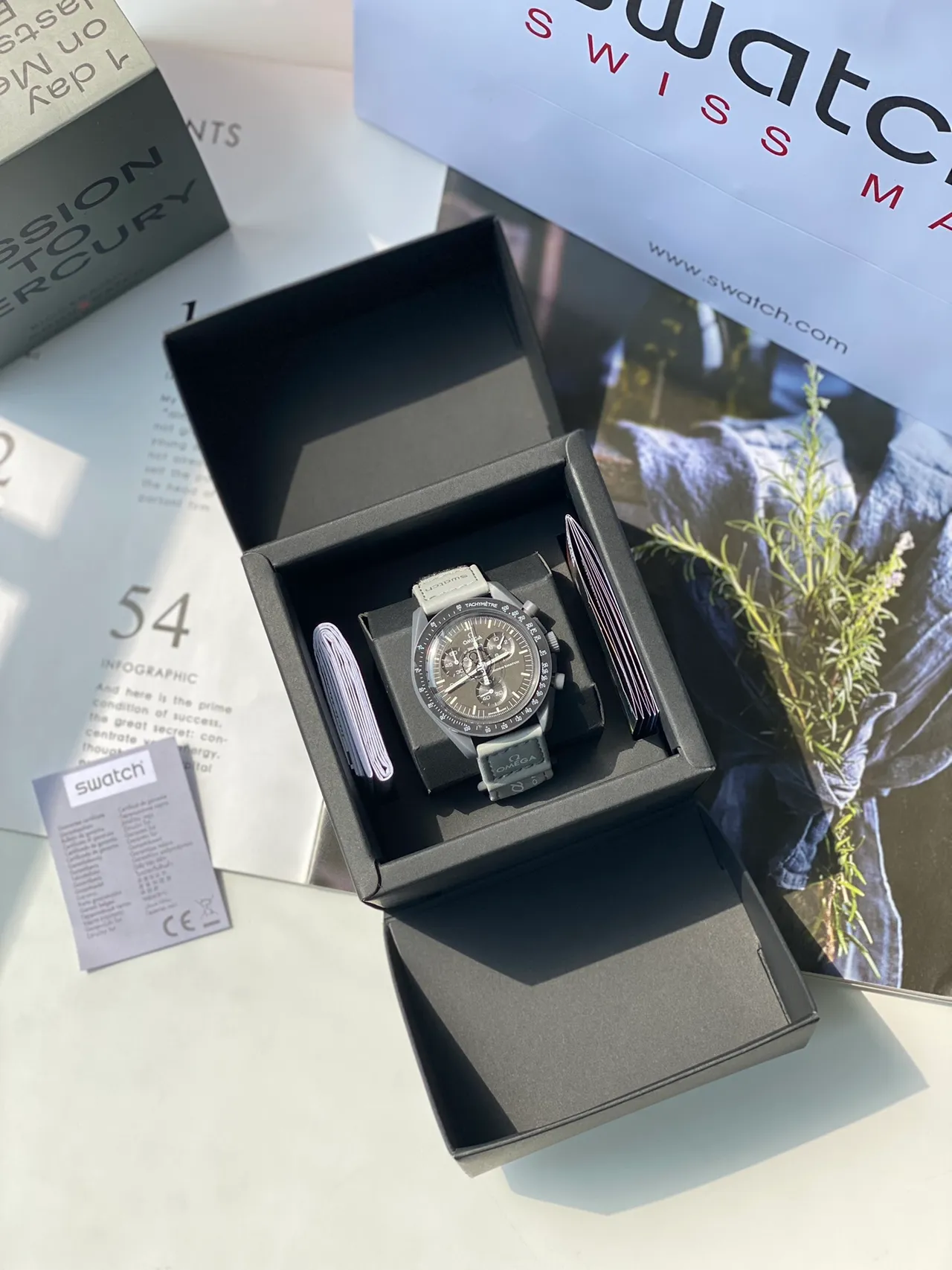 Omega Gray Matte Case Light Rubber Strap Mechanical Watch 5