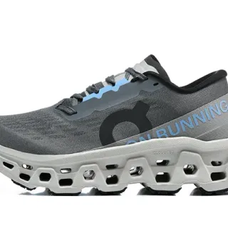 On Cloudmonster Gray Blue Running Shoes