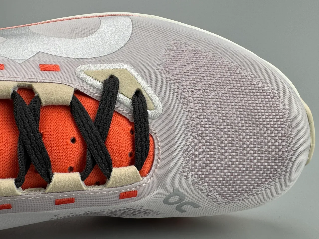 On Cloudmonster Orange Gray Engineered Mesh Upper Open-Cell CloudTec Midsole Sneakers 2