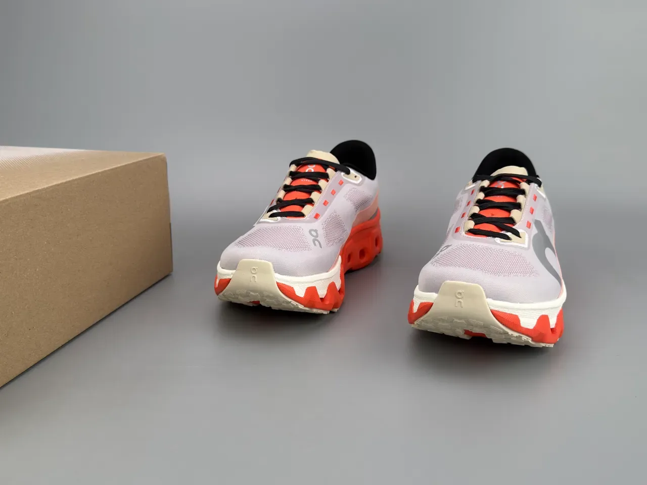 On Cloudmonster Orange Gray Engineered Mesh Upper Open-Cell CloudTec Midsole Sneakers 3