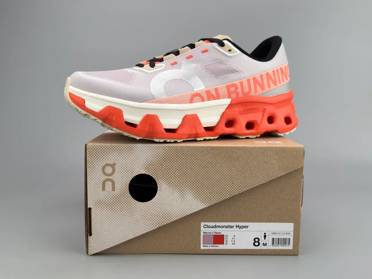 On Cloudmonster Orange Gray Engineered Mesh Upper Open-Cell CloudTec Midsole Sneakers 4