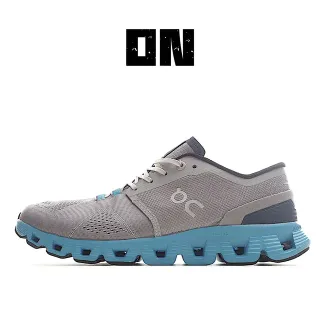 On Gray Blue Engineered Mesh Upper Segmented CloudTec Midsole Running Shoes