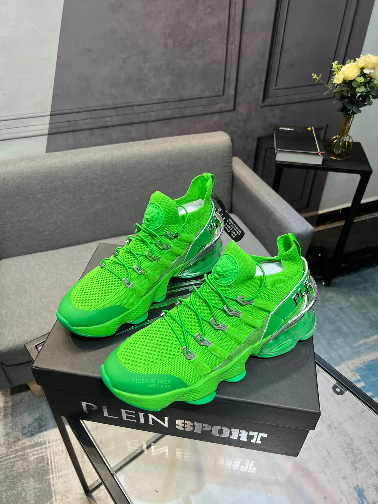 Onitsuka Tiger Attack Sneakers Néon Vert Chunky 3