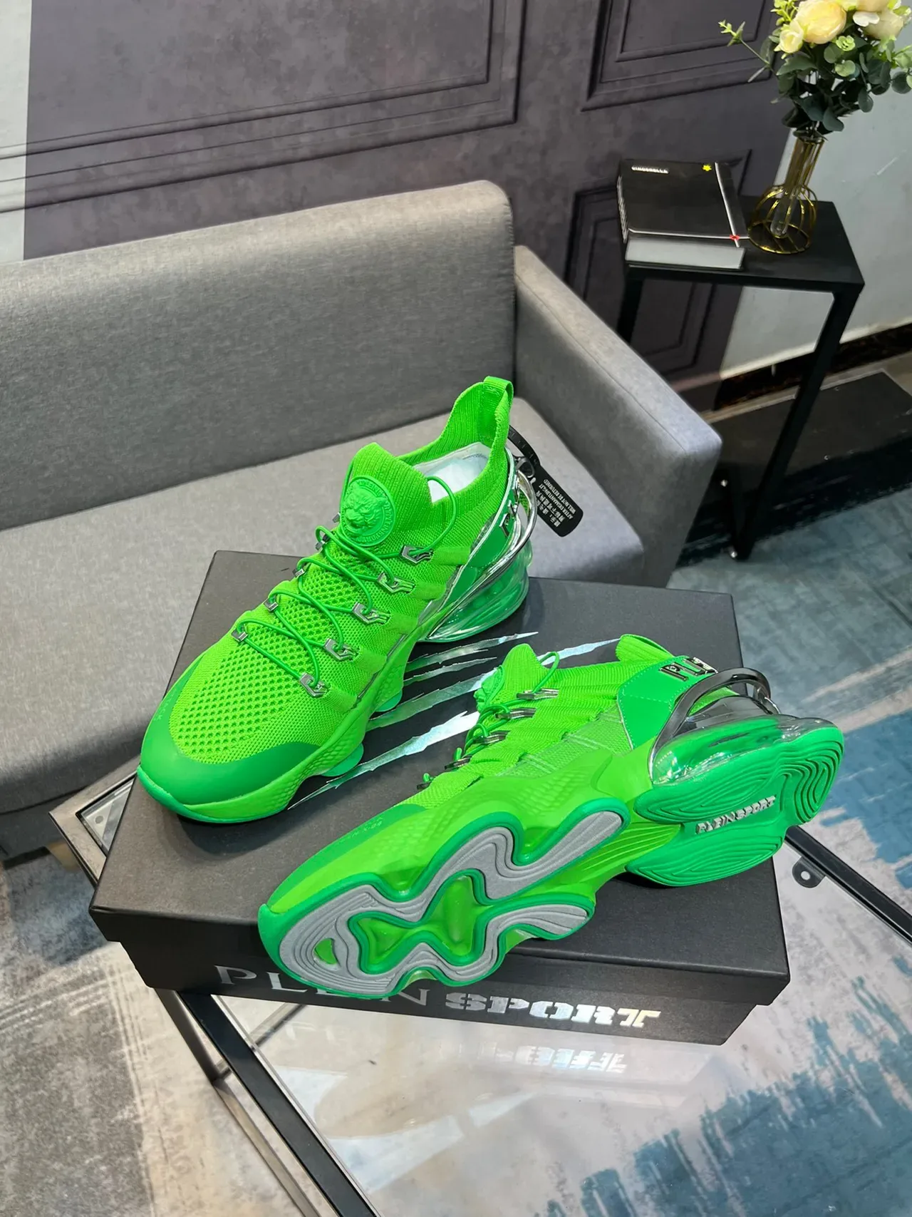 Onitsuka Tiger Attack Sneakers Néon Vert Chunky 4
