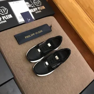 Philipp Plein Active काला सादा चमड़े/सिंथेटिक ऊपरी मोटा मीडसोल लाइफस्टाइल स्नीकर