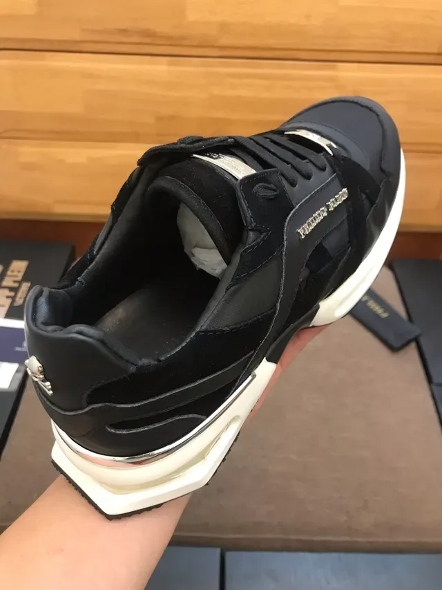 Philipp Plein Active কালো সাদা চামড়া/সিন্থেটিক উপরের অংশ মোটা মিডসোল লাইফস্টাইল স্নিকার 2