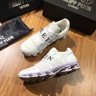 Philipp Plein Active सफेद बैंगनी बिना लेस जाली-सिंथेटिक ऊपरी भाग जीवनशैली जूते