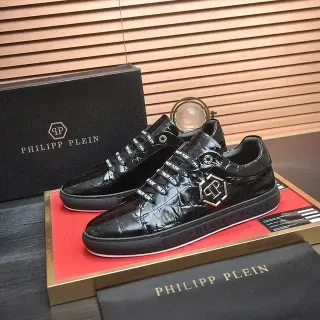 Philipp Plein काला क्रोक-एम्बॉस्ड लोगो प्लेक लाइफस्टाइल स्नीकर्स