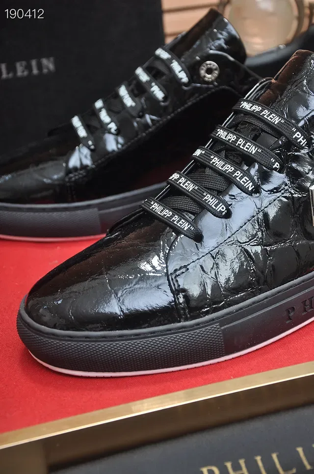 Philipp Plein कालो क्रोक-एमबॉस्ड लोगो प्लेक लाइफस्टाइल स्निकार्स 3
