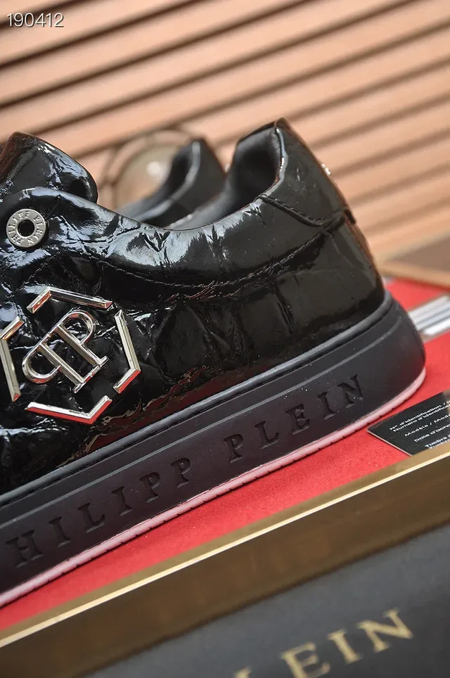 Philipp Plein कालो क्रोक-एमबॉस्ड लोगो प्लेक लाइफस्टाइल स्निकार्स 4