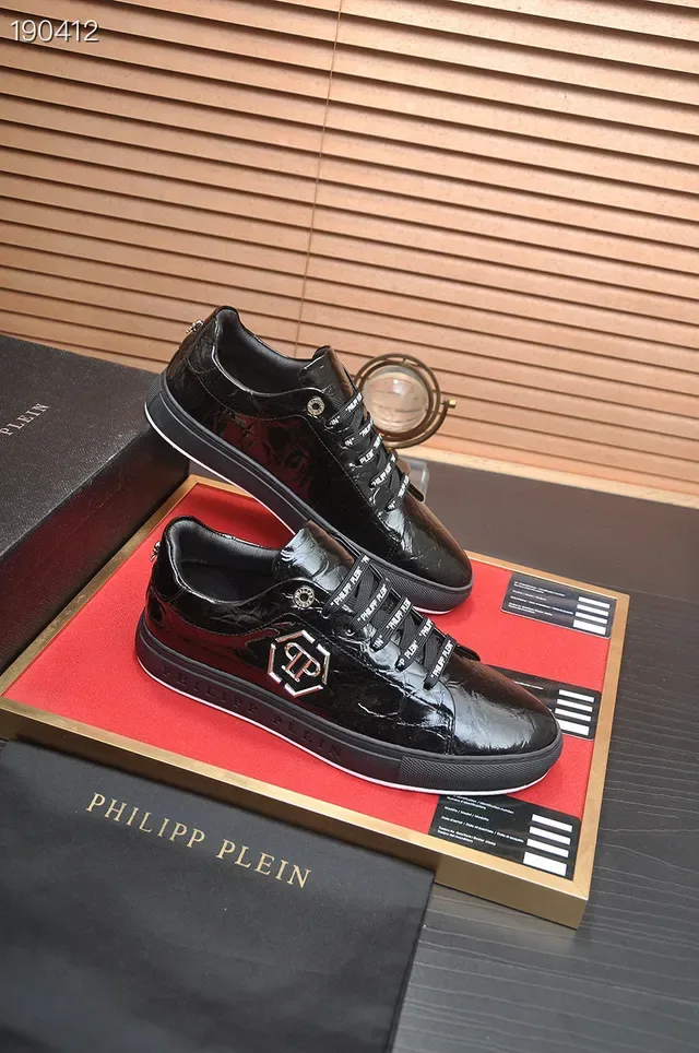 Philipp Plein कालो क्रोक-एमबॉस्ड लोगो प्लेक लाइफस्टाइल स्निकार्स 6