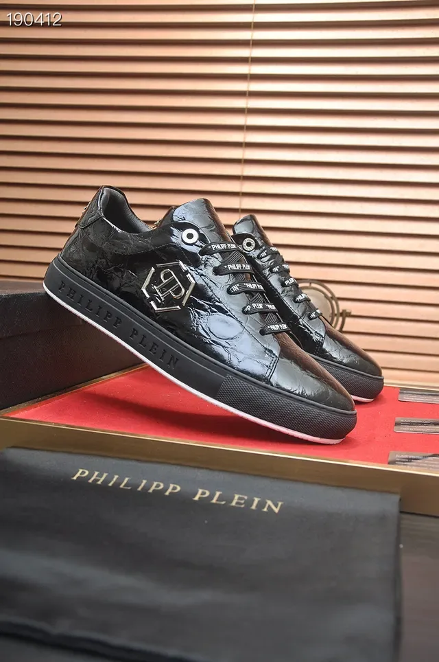 Philipp Plein कालो क्रोक-एमबॉस्ड लोगो प्लेक लाइफस्टाइल स्निकार्स 8