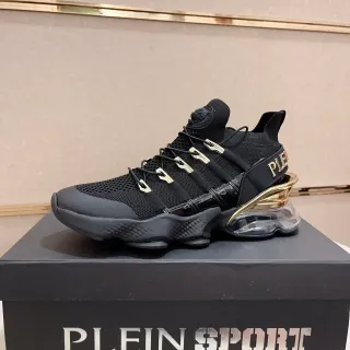 Philipp Plein Black Gold Knit Sock-Fit Upper Sculpted Rubber Midsole Chunky Sneakers