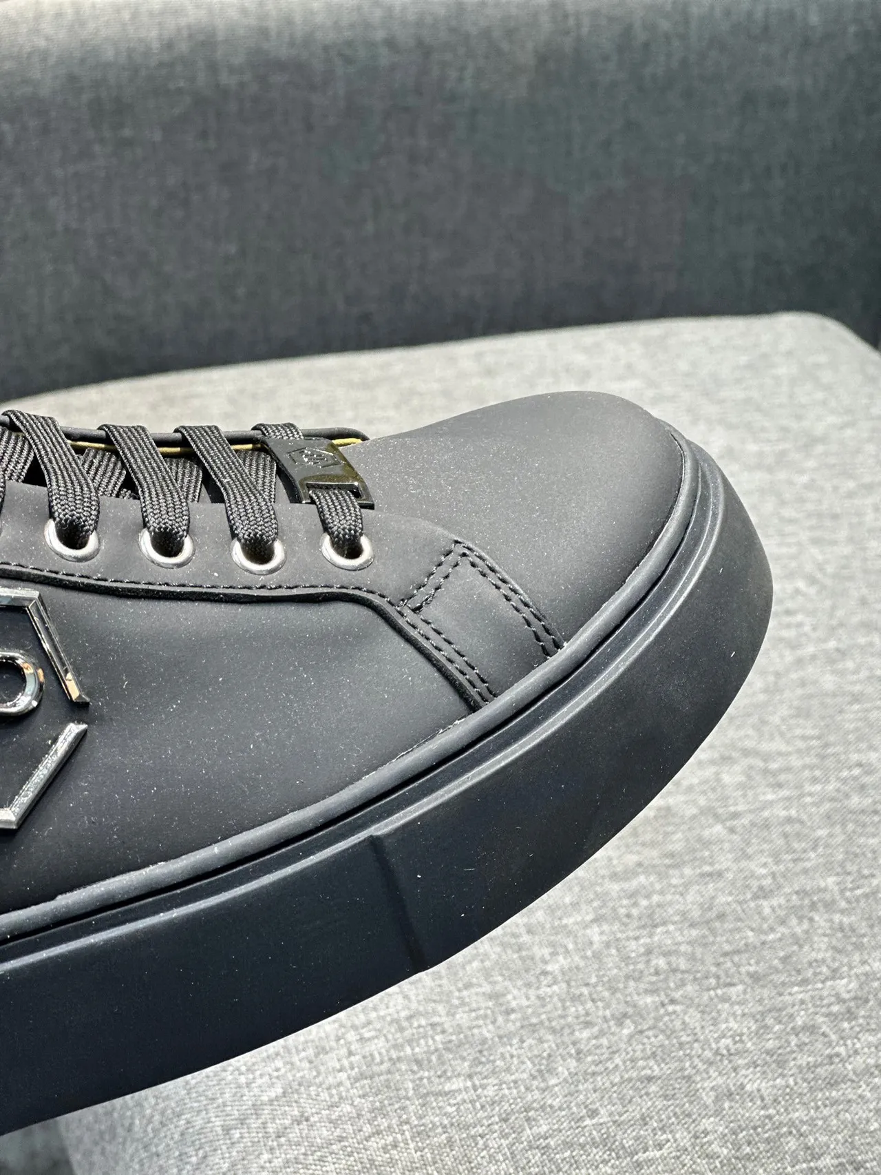 Philipp Plein Black Yellow Leather Upper Metallic Hexagonal PP Logo Lifestyle Sneakers 4
