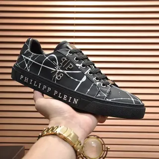 Philipp Plein ফাটা গ্লাস প্রিন্ট কালো লাইফস্টাইল স্নিকার