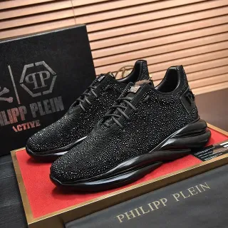 Philipp Plein Crystal-Embellished Knit Black Lifestyle Sneakers