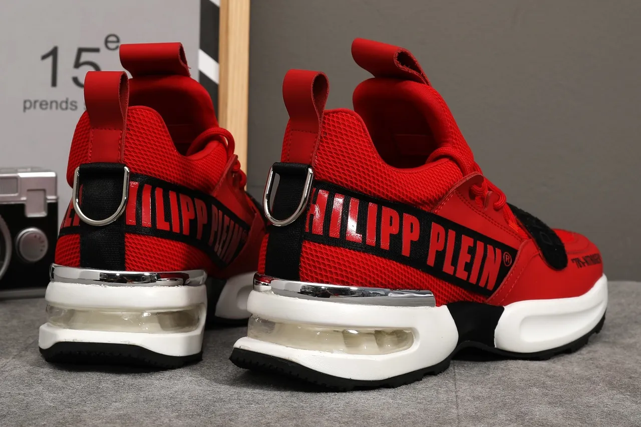Philipp Plein Dream Series Tênis chunky de malha vermelho alto 3