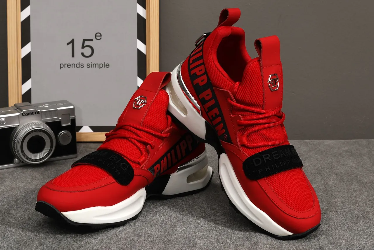 Philipp Plein Dream Series Tênis chunky de malha vermelho alto 4