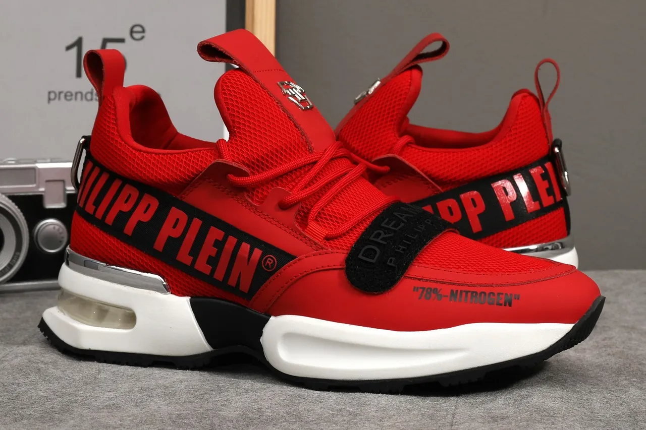 Philipp Plein Dream Series Tênis chunky de malha vermelho alto 5