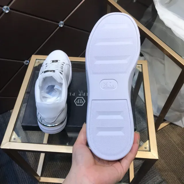 Philipp Plein Lifestyle Sneaker Blanc Noir Cuir Semelle Plateforme Sneakers Lifestyle 4