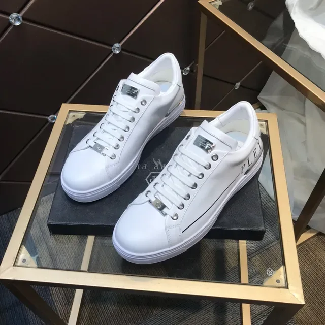 Philipp Plein Lifestyle Sneaker Blanc Noir Cuir Semelle Plateforme Sneakers Lifestyle 8