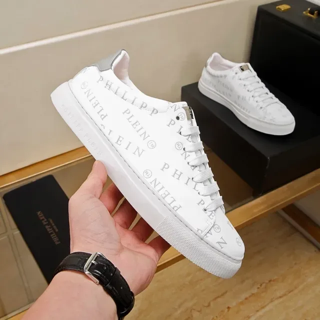 Philipp Plein Monograma Impresão Branco Lifestyle Sneakers 8