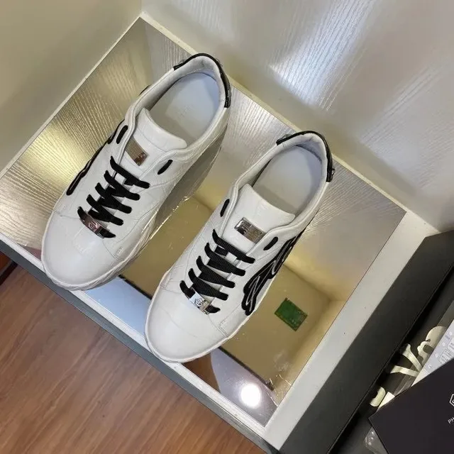 Philipp Plein Script Sneaker Blanches Noires Cuir de Crocodile Lifestyle Sneakers 2