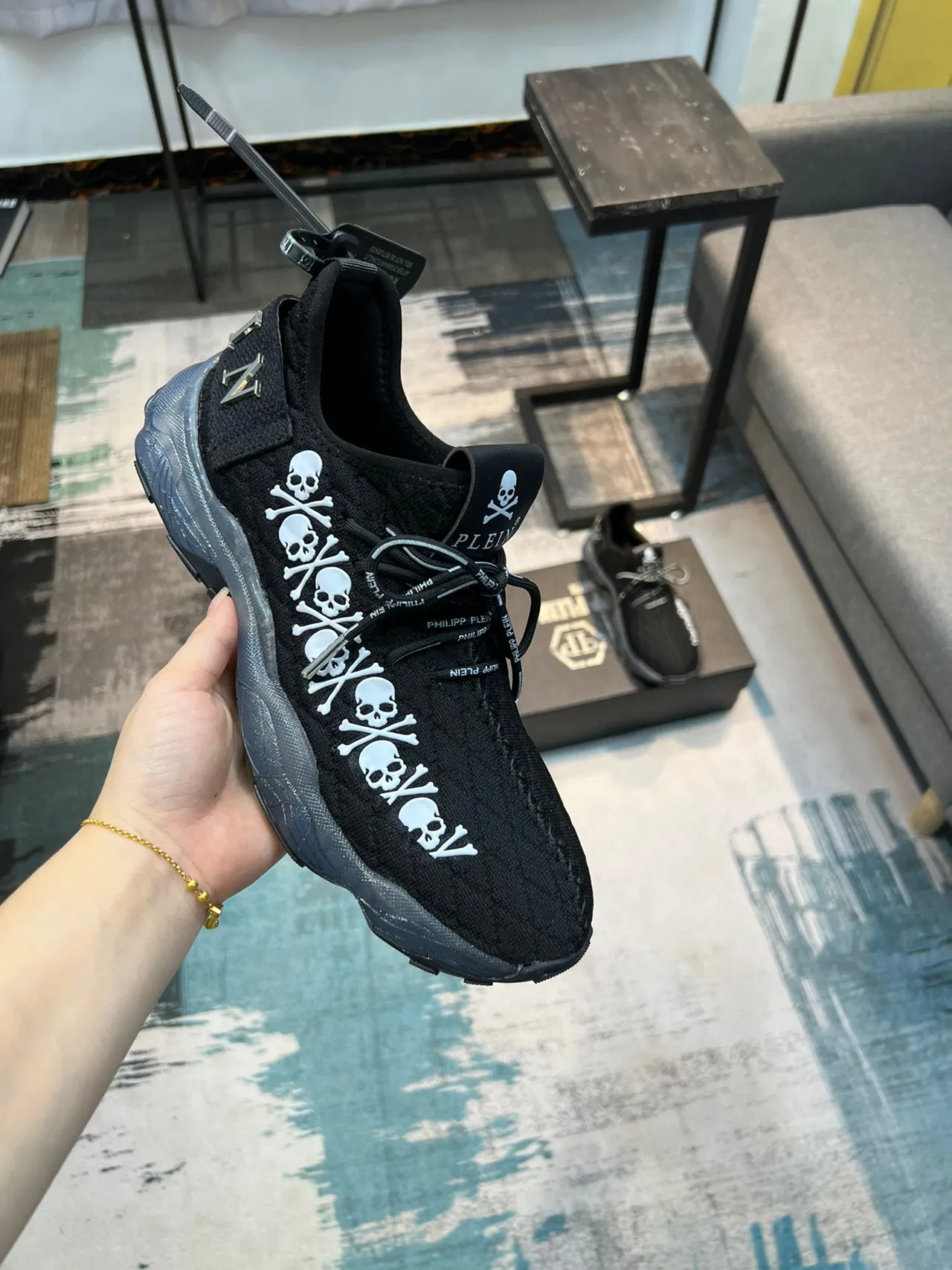 Philipp Plein Skull Runner Black White Translucent Chunky Sneakers 6
