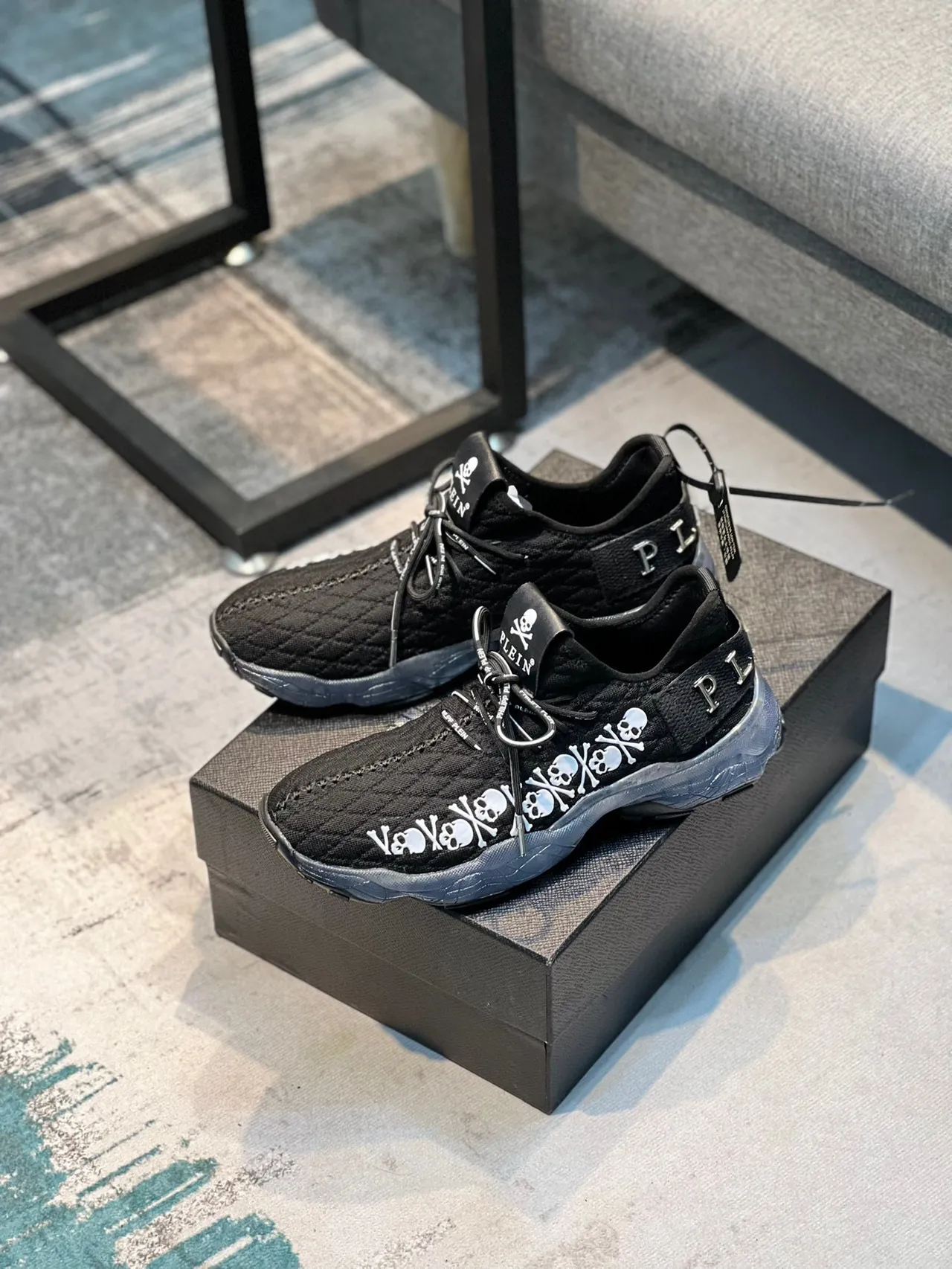 Philipp Plein Skull Runner Black White Translucent Chunky Sneakers 8