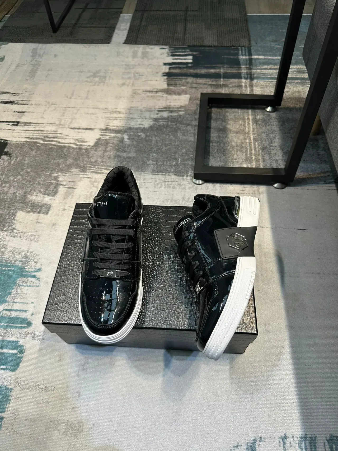 Philipp Plein Super Street Black Patent Leather Lifestyle Sneakers 4