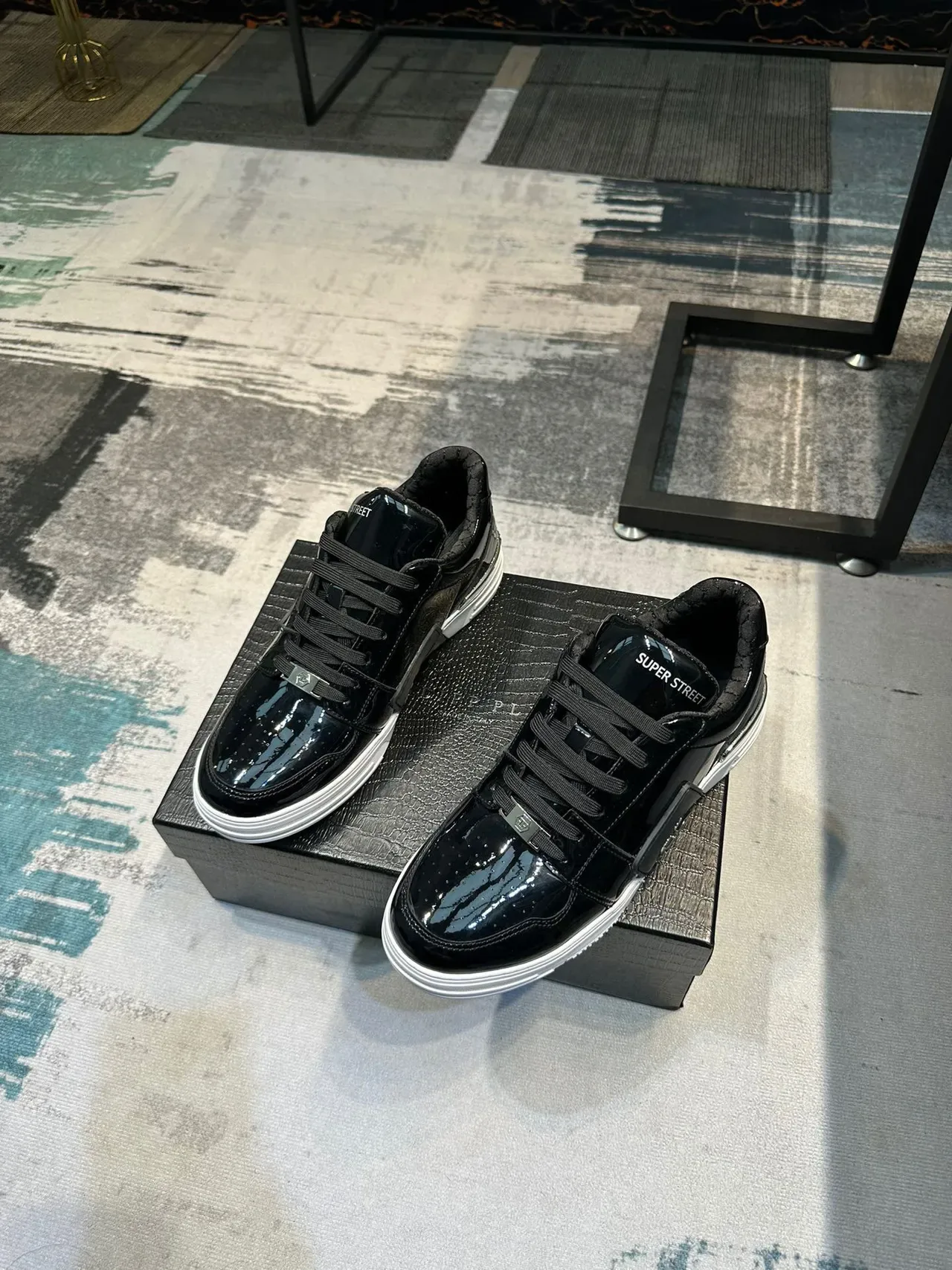 Philipp Plein Super Street Black Patent Leather Lifestyle Sneakers 5