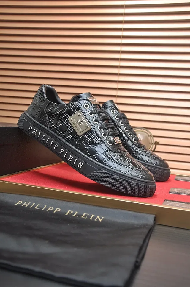 Philipp Plein Triple Black حذاء أسلوب حياة لامع نقش تمساح 2