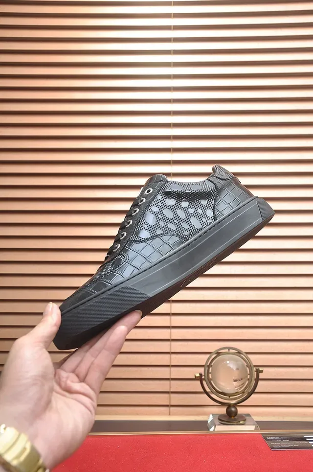 Philipp Plein Triple Black حذاء أسلوب حياة لامع نقش تمساح 5
