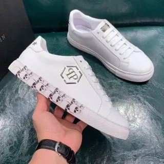 Philipp Plein সাদা কালো চামড়া পান্ডা-প্রিন্ট মিডসোল ব্যান্ড লাইফস্টাইল স্নিকার্স